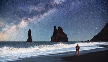 The Rock Troll Toes. Reynisdrangar cliffs. Black sand beach. Iceland photo