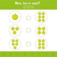 More, less or equal. Mathematical game for kids education vector