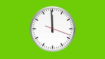 Analog clock, one minute to twelve hours, on green screen. 3d rendering photo