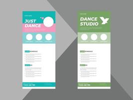 estudio de baile roll up banner plantilla de diseño, clase de baile roll up banner, cartel de estudio de baile promocional dl flyer template. vector