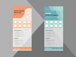 Dance studio Roll Up Banner design template, Dance class Roll Up Banner, Dance studio Poster promotional DL Flyer template. vector