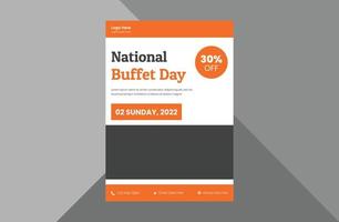 plantilla de volante del día del buffet nacional, póster. diseño de volante de promoción del festival buffet. portada, póster, volante, listo para imprimir vector