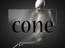 cone word on glass and skeleton photo