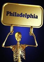 Philadelphia word and golden skeleton photo