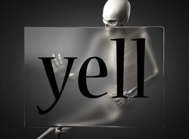 yell word on glass and skeleton photo