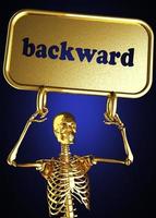 backward word and golden skeleton photo