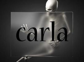 carla word on glass and skeleton photo