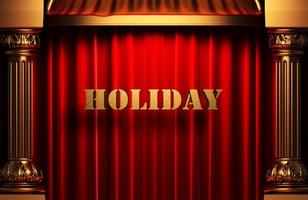 holiday golden word on red curtain photo