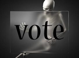 votar palabra sobre vidrio y esqueleto foto