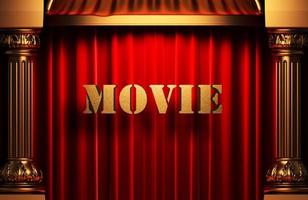 movie golden word on red curtain photo
