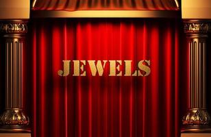 jewels golden word on red curtain photo