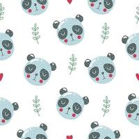 Cute seamless pattern with baby panda. Creative childish print. Great for fabric, textile. Vector illustration.
