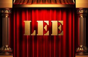 lee golden word on red curtain photo