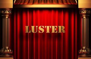 luster golden word on red curtain photo