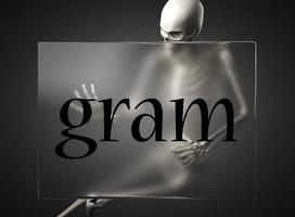 gram word on glass and skeleton photo