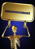 announcement word and golden skeleton photo