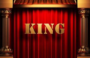 king golden word on red curtain photo