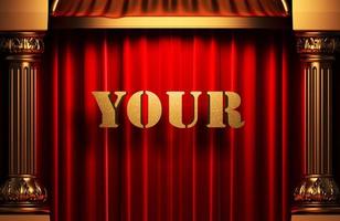 your golden word on red curtain photo