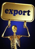 Exportar palabra y esqueleto dorado. foto