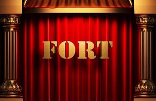 fort golden word on red curtain photo