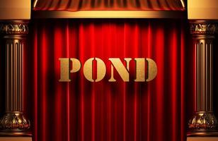 pond golden word on red curtain photo