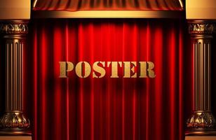 poster golden word on red curtain photo