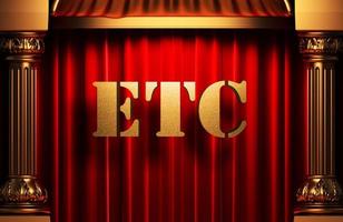 etc golden word on red curtain photo