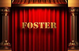 foster golden word on red curtain photo