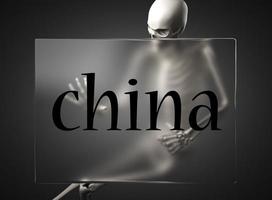 china word on glass and skeleton photo