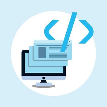 plantilla de diseño plano de codificación informática vector