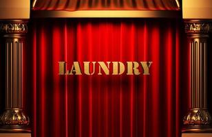 laundry golden word on red curtain photo