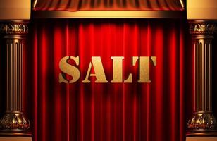 salt golden word on red curtain photo
