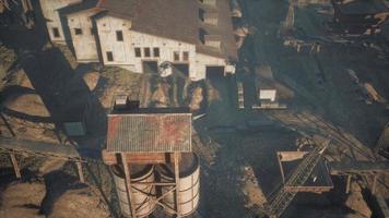 High above an industrial factory in the desert photo