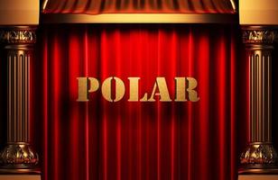 polar golden word on red curtain photo