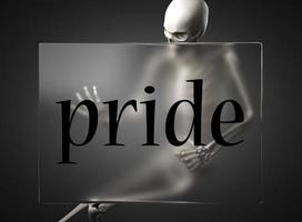 pride word on glass and skeleton photo