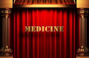 medicine golden word on red curtain photo