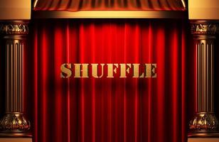 shuffle golden word on red curtain photo