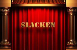 slacken golden word on red curtain photo