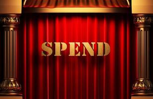 spend golden word on red curtain photo