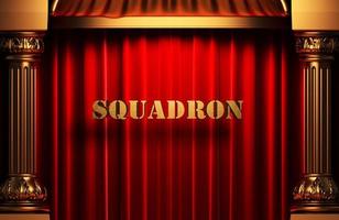 squadron golden word on red curtain photo