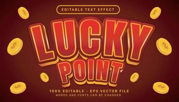 Editable text effect - lucky point 3d style concept with coin illustration