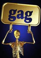 gag word and golden skeleton photo