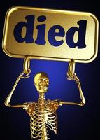 died word and golden skeleton photo