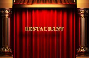 restaurant golden word on red curtain photo