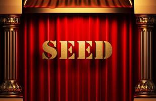 seed golden word on red curtain photo