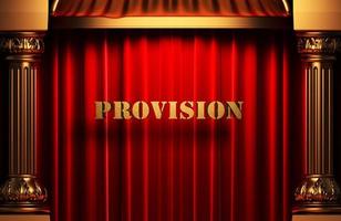 provision golden word on red curtain photo
