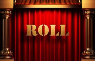 roll golden word on red curtain photo