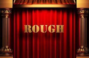 rough golden word on red curtain photo