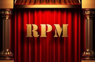 rpm golden word on red curtain photo