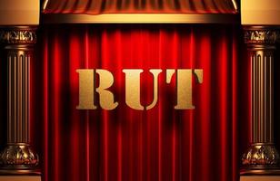 rut golden word on red curtain photo